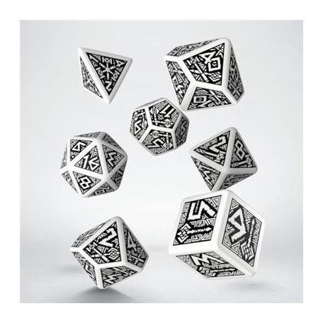 Dwarven White & black Dice Set (7)-SDWA02