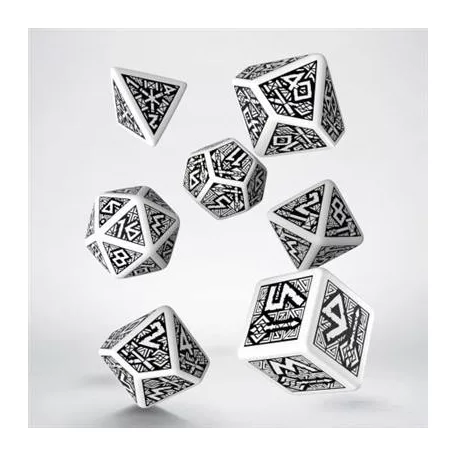 Dwarven White & black Dice Set (7)-SDWA02