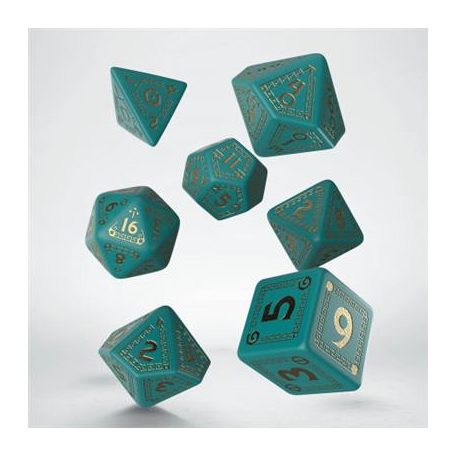 RuneQuest Turquoise & gold Dice Set (7)-SRQU03