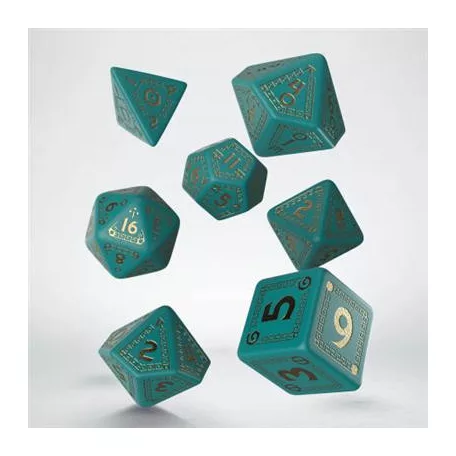 RuneQuest Turquoise & gold Dice Set (7)-SRQU03