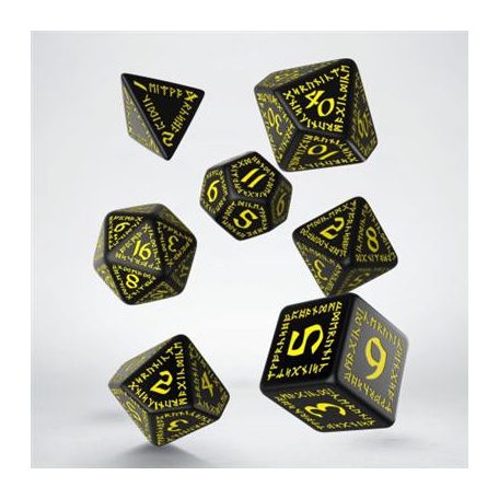 Runic Black & yellow Dice Set (7)-SRUN07