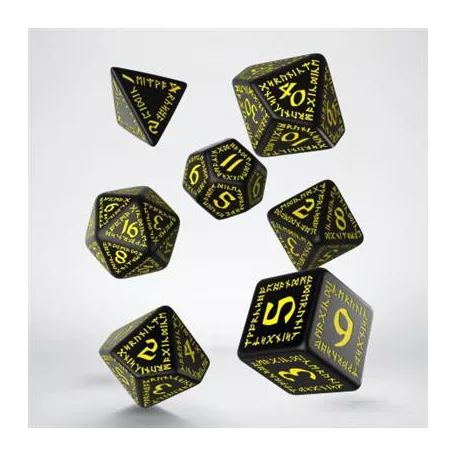 Runic Black & yellow Dice Set (7)-SRUN07