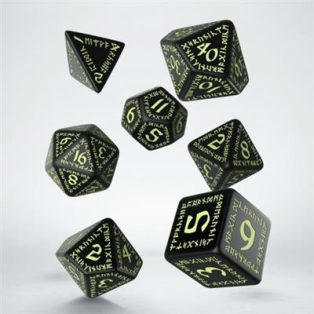 Runic Black & glow-in-the-dark Dice Set (7)-SRUN03