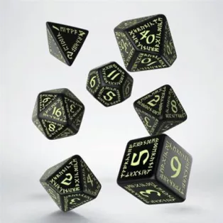 Runic Black & glow-in-the-dark Dice Set (7)-SRUN03