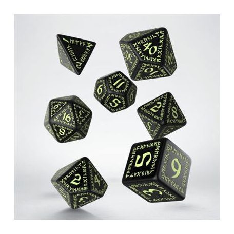 Runic Black & glow-in-the-dark Dice Set (7)-SRUN03