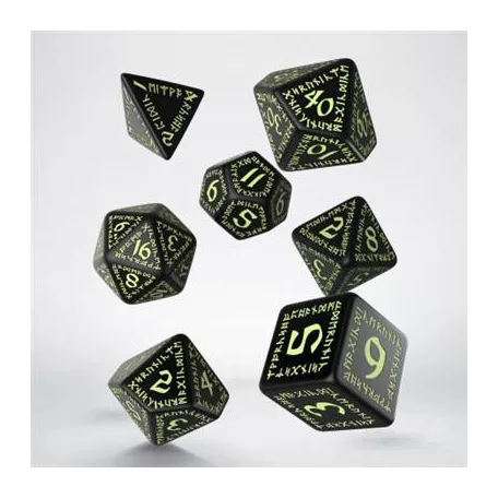 Runic Black & glow-in-the-dark Dice Set (7)-SRUN03