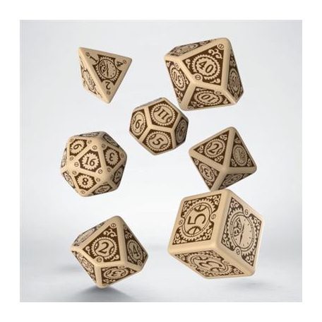 Steampunk Clockwork Beige & brown Dice Set (7)-SSTC04