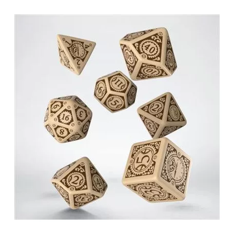 Steampunk Clockwork Beige & brown Dice Set (7)-SSTC04