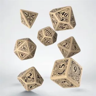 Steampunk Beige & black Dice Set (7)-SSTE04