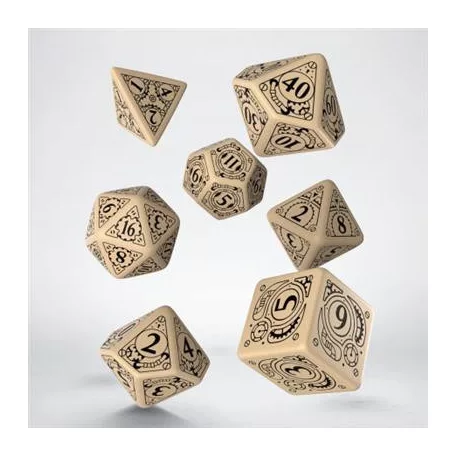Steampunk Beige & black Dice Set (7)-SSTE04