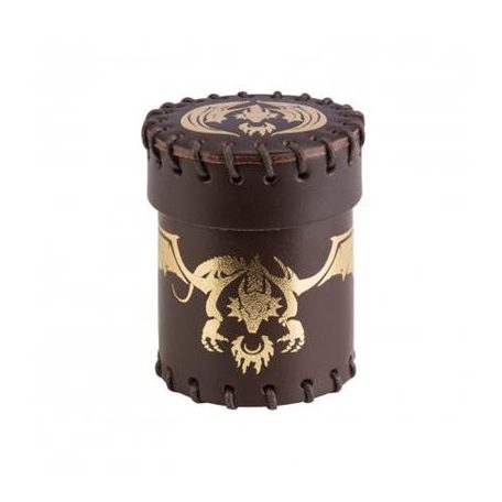 Flying Dragon Brown & golden Leather Dice Cup-CFDR102
