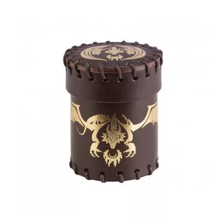 Flying Dragon Brown & golden Leather Dice Cup-CFDR102