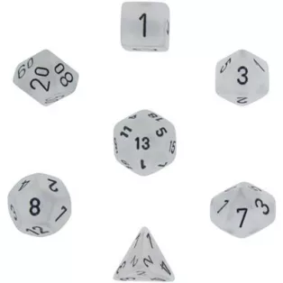 Chessex Frosted 7-Die Set - Clear w/black-27401