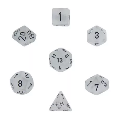 Chessex Frosted 7-Die Set - Clear w/black-27401