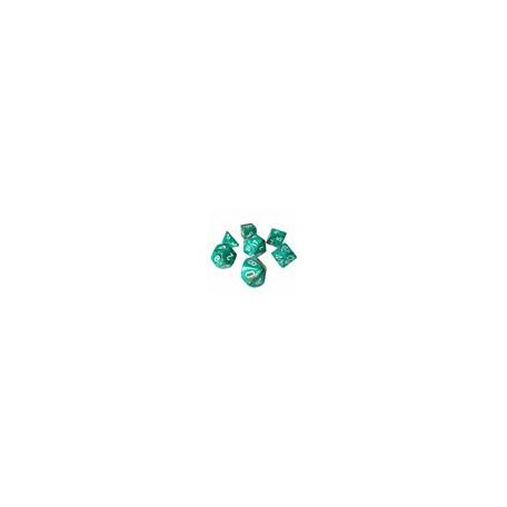 Chessex Marble Polyhedral 7-Die Set - Oxi-Copper w/white-27403