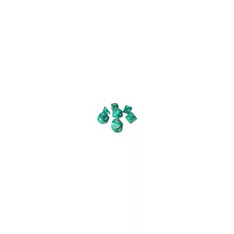 Chessex Marble Polyhedral 7-Die Set - Oxi-Copper w/white-27403