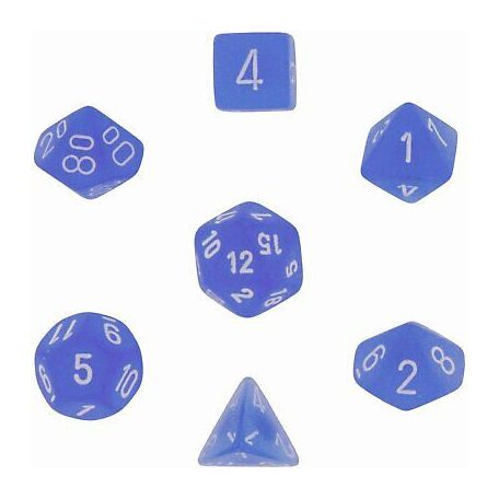 Chessex Frosted 7-Die Set - Blue w/white-27406