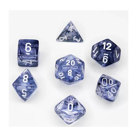 Chessex Nebula 7-Die Set - Black w/white-27408