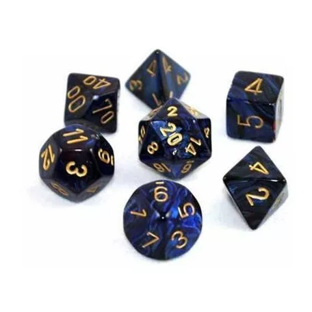 Chessex Scarab 7-Die Set - Royal Blue w/gold-27427