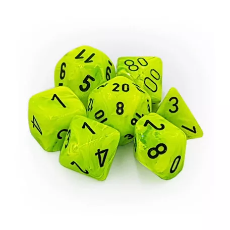 Chessex Vortex 7-Die Set - Bright Green w/black-27430