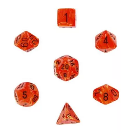 Chessex Vortex 7-Die Set - Orange w/black-27433