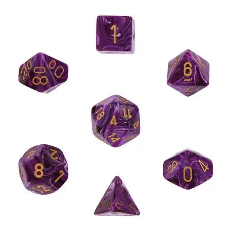 Chessex Vortex 7-Die Set - Purple w/gold-27437
