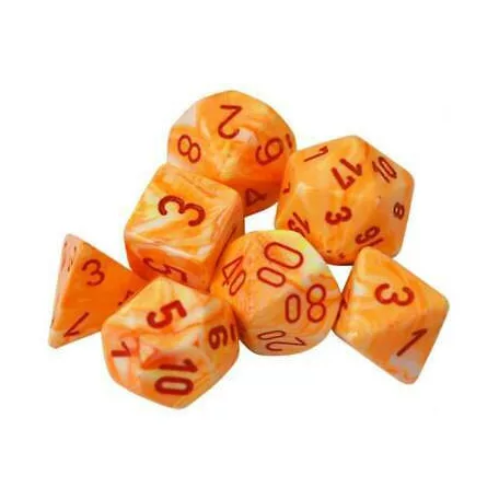Chessex Festive Polyhedral 7-Die Set - Sunburst w/red-27453