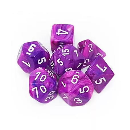 Chessex Festive 7-Die Set - Violet w/white-27457