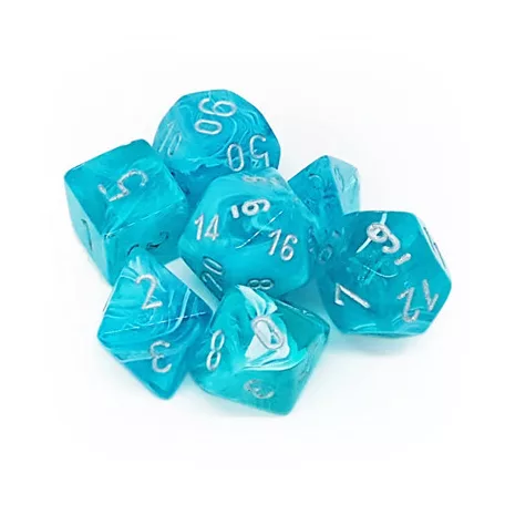 Chessex Cirrus 7-Die Set - Aqua w/silver-27465