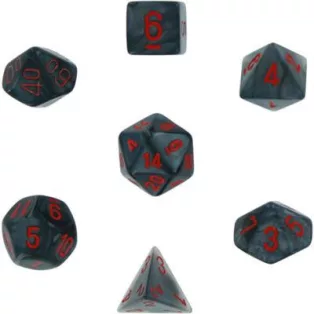 Chessex Velvet 7-Die Set - Black w/red-27478