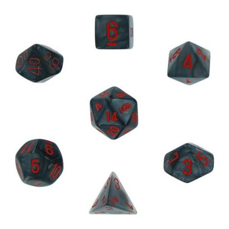 Chessex Velvet 7-Die Set - Black w/red-27478