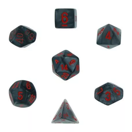 Chessex Velvet 7-Die Set - Black w/red-27478