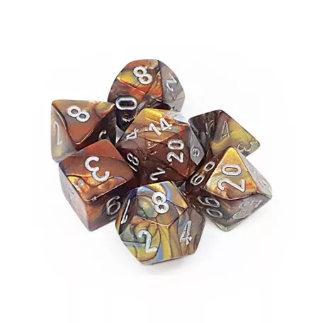 Chessex Lustrous 7-Die Set - Gold w/silver-27493