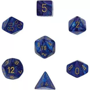 Chessex Lustrous 7-Die Set - Purple w/gold-27497