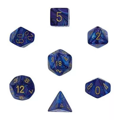 Chessex Lustrous 7-Die Set - Purple w/gold-27497