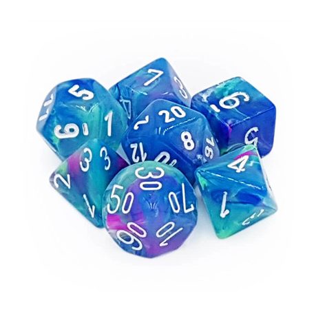 Chessex Festive Polyhedral 7-Die Set - Waterlily w/white-27546
