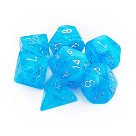 Chessex Luminary Polyhedral 7-Die Set - Sky w/silver-27566