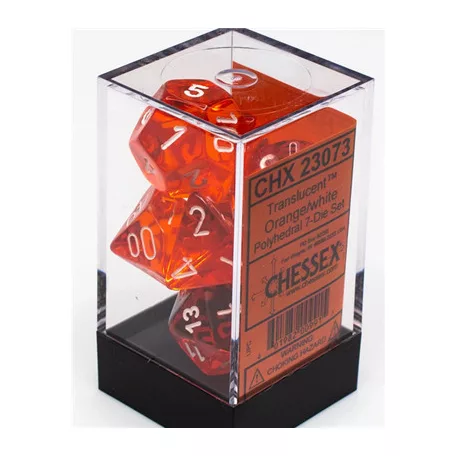 Chessex Translucent Polyhedral 7-Die Set - Orange/white-23073