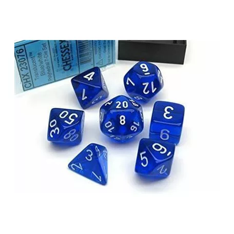Chessex Translucent Polyhedral 7-Die Set - Blue/white-23076
