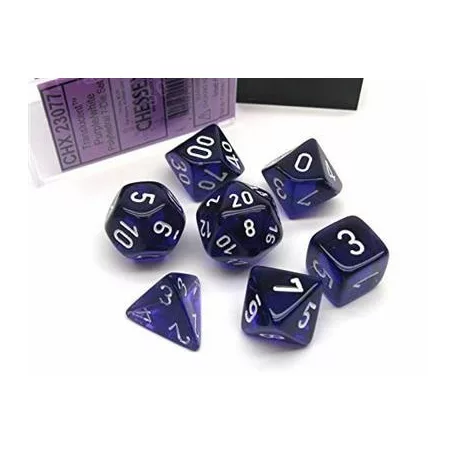 Chessex Translucent Polyhedral 7-Die Set - Purple/white-23077