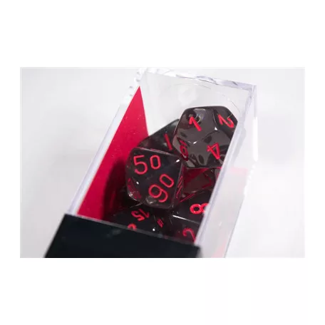 Chessex Translucent Polyhedral 7-Die Set - Smoke/red-23088