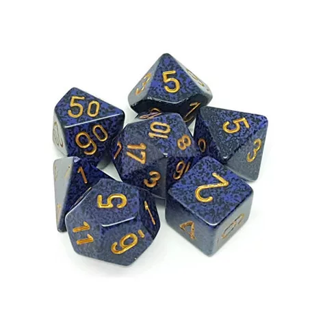 Chessex Speckled Polyhedral 7-Die Set - Golden Cobalt-25337