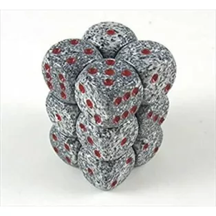 Chessex Speckled 16mm d6 with pips Dice Blocks (12 Dice) - Granite-25720