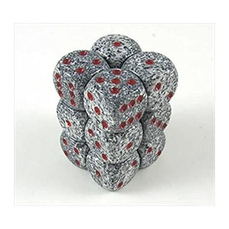 Chessex Speckled 16mm d6 with pips Dice Blocks (12 Dice) - Granite-25720