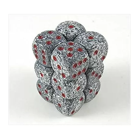 Chessex Speckled 16mm d6 with pips Dice Blocks (12 Dice) - Granite-25720