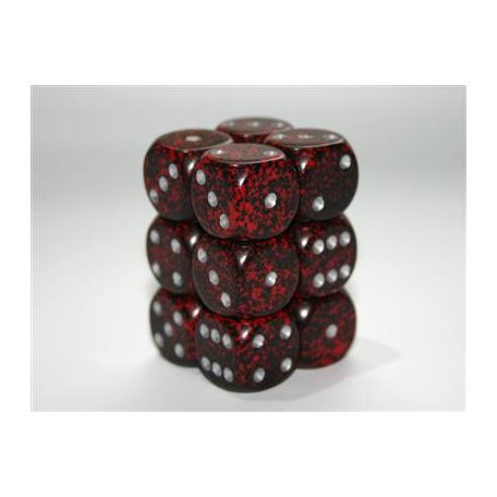 Chessex Speckled 16mm d6 with pips Dice Blocks (12 Dice) - Silver Volcano-25744