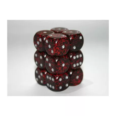 Chessex Speckled 16mm d6 with pips Dice Blocks (12 Dice) - Silver Volcano-25744
