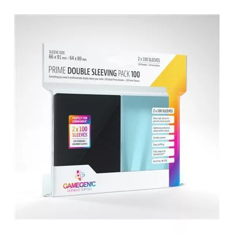 Gamegenic - Prime Double Sleeving Pack Clear/Black (2x100 Sleeves)-GGS10109ML