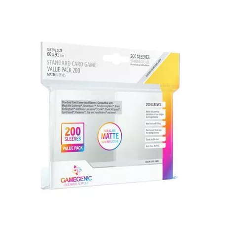 Gamegenic - Standard Card Game Value Pack Matte Clear (200 Sleeves)-GGS10111ML