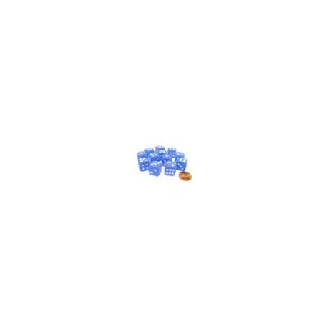 Chessex 16mm d6 with pips Dice Blocks (12 Dice) - Frosted Blue w/white-27606